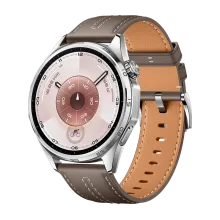 HUAWEI WATCH GT 6 46 mm / Behuizing van titaniumlegering / Grijze leer band / Batterijduur tot 21 dagen / GPS /Compatibel met iOS en Android
