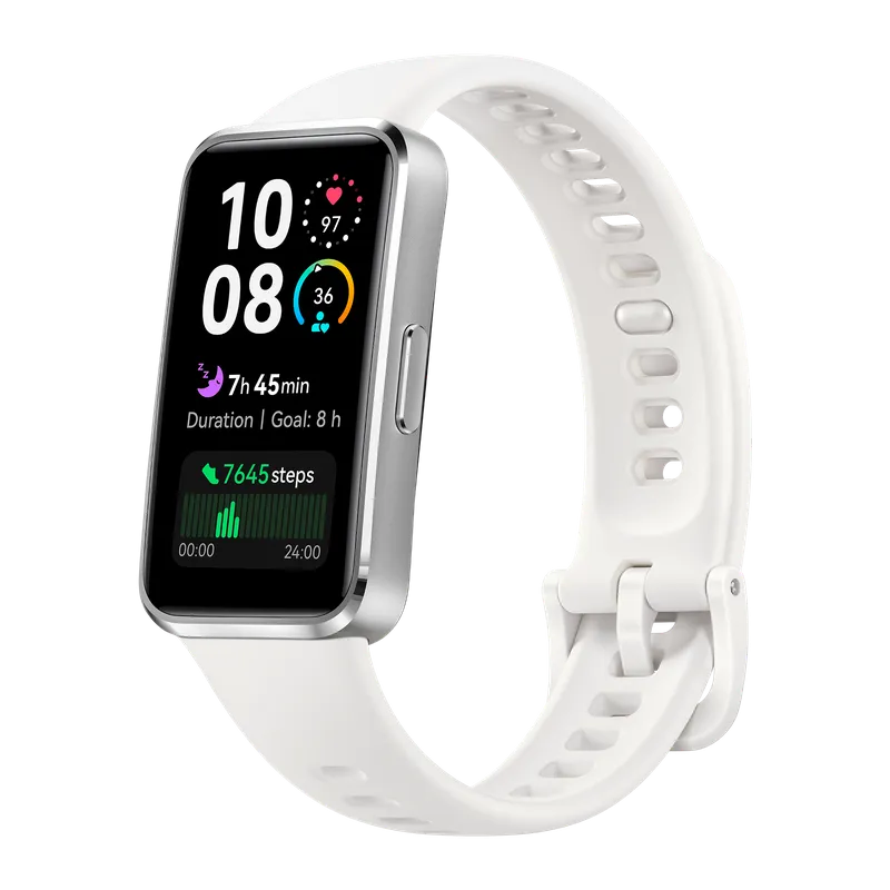 HUAWEI Band 10 /Wit/ Aluminium legering behuizing/ Touchscreen / Slaaptracker / Bluetooth / 14-dagen batterijduur / 5 ATM waterdicht / Compatibel met iOS en Android