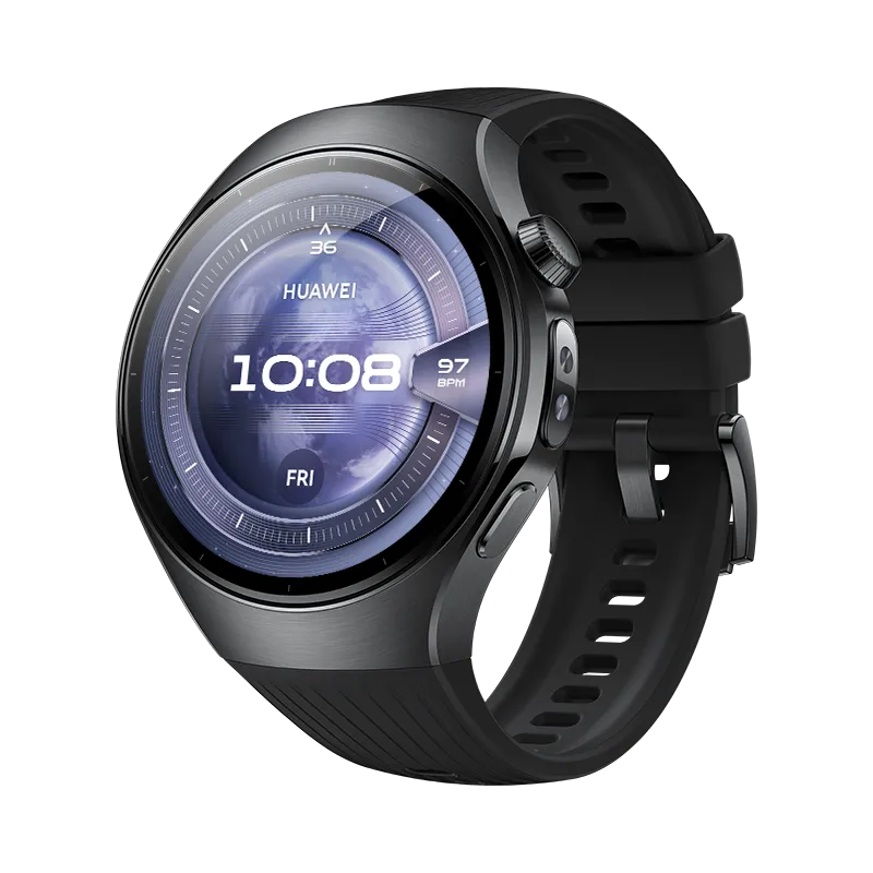 HUAWEI WATCH 5 46mm Zwart / Fluoroelastomeer band / Titanium van luchtvaartkwaliteit / X-TAP / eSIM bellen / GPS / ECG / Bluetooth 5.2 / Smartwatch / Compatibel met iOS en Android