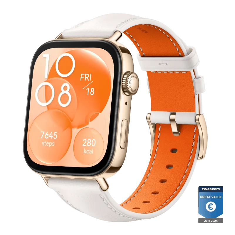 HUAWEI WATCH FIT 3 / Wit / Leder polsband / GPS / Bluetooth / Compatibel met iOS en Android