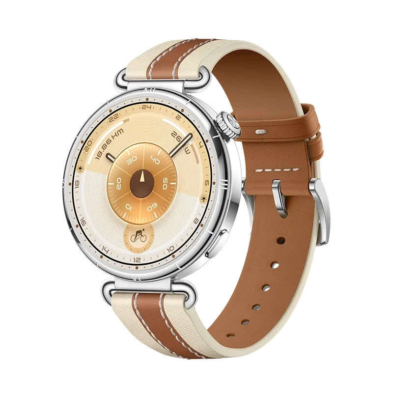 HUAWEI WATCH GT 6 41 mm / Behuizing van titaniumlegering /Bruine leer band / Batterijduur tot 21 dagen / GPS /Compatibel met iOS en Android