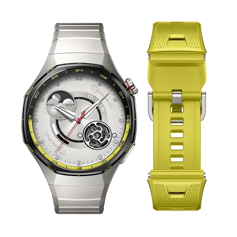HUAWEI WATCH GT 7 Pro 46mm Titanium-Yellow/ Additional Titanium Alloy Strap/ Up to 21 Days of Battery Life/ Advanced Skiing & Cycling Modes/ All-Round Health Tracking/ Compatible with Android & iOS